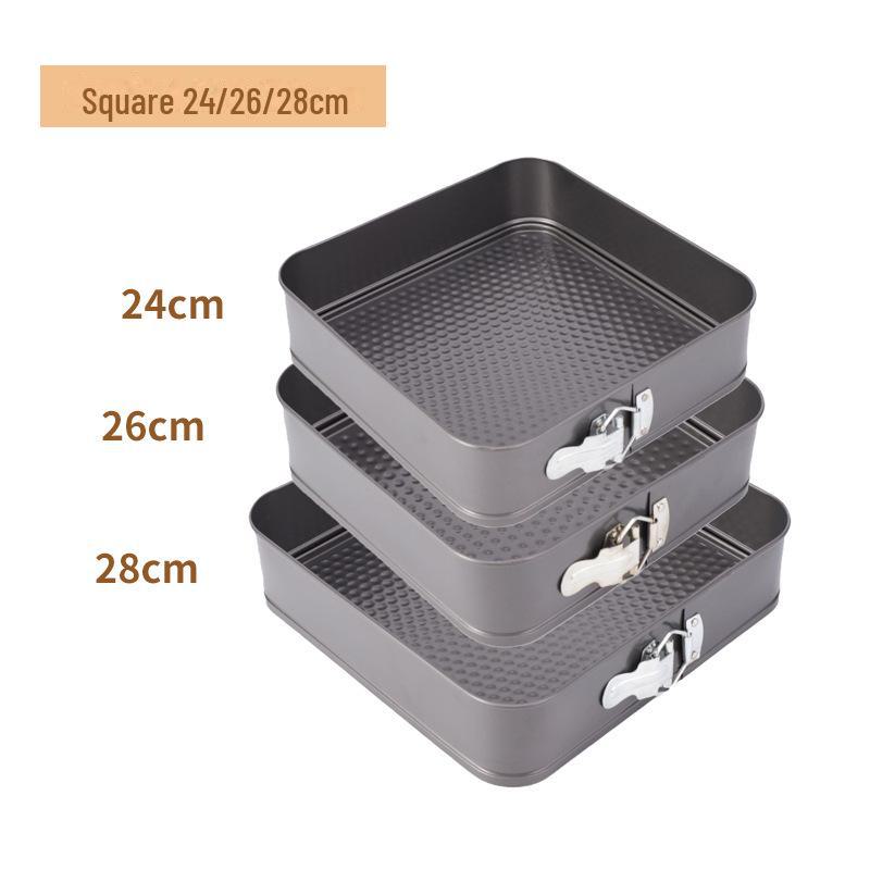 Cross-Border Cake Mold: Round/Square, Non-Stick, High Temp Resistant, Easy Clean, Removable Bottom, Secure Buckle