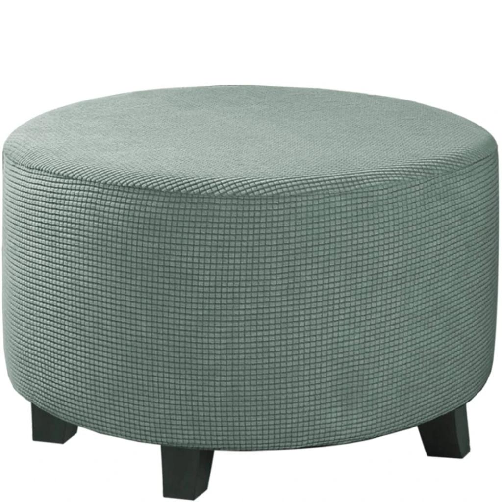 Jacquard Ottoman Cover Stretch Ottoman Slipcover Round Ottoman Storage Cover Folding Stool Covers Furniture Protector Cover