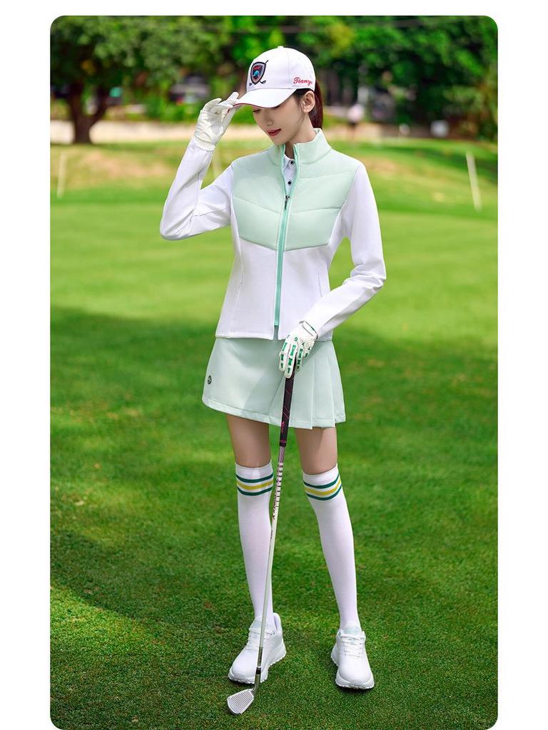 Women's Windproof Long Sleeve Golf Jacket - Autumn/Winter Sunscreen, Korean Style, Warm and Slimming Sportswear