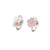 Drop Glaze Pink Cat Flower Ear Buckle Dongdaemun Sweet Girl Student Earrings Kitten Cherry Blossom Asymmetrical Earrings