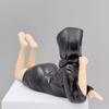 New Christmas Girl Statue Women Sitting Figure Ornaments Mysterious Statue Gothic Death Black Robe Queen Bookshelf Sculpture