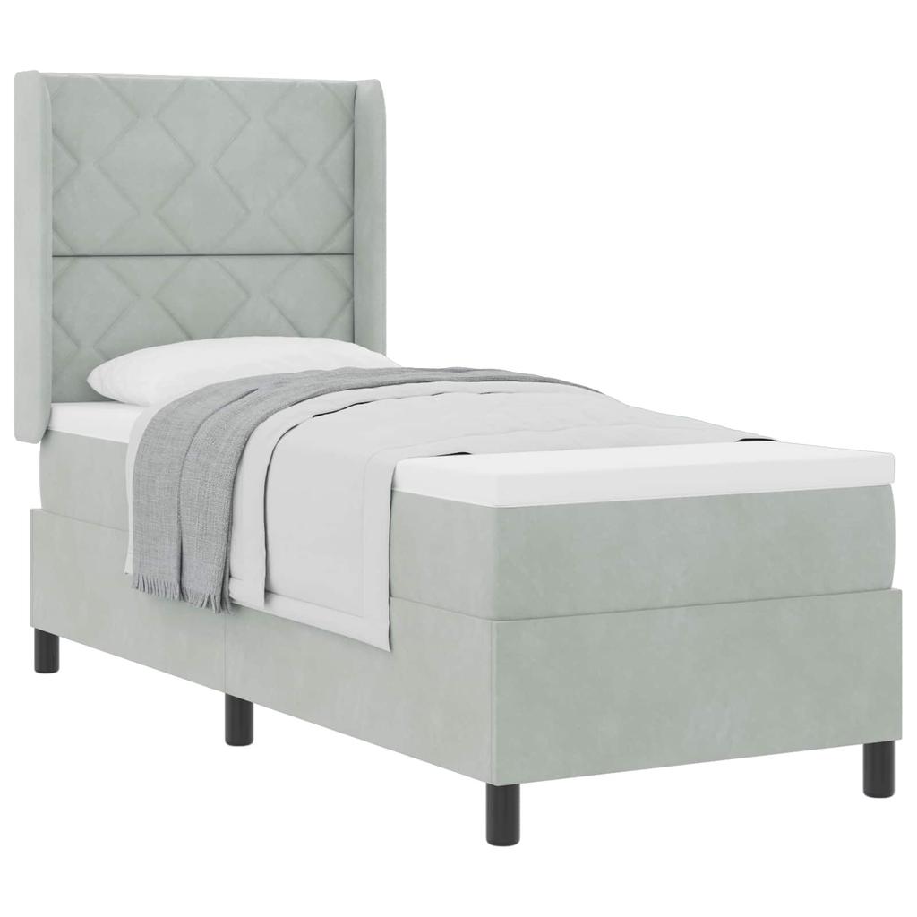 Box Spring Bed with Headboard Light Gray 80 X 200 Cm Velvet