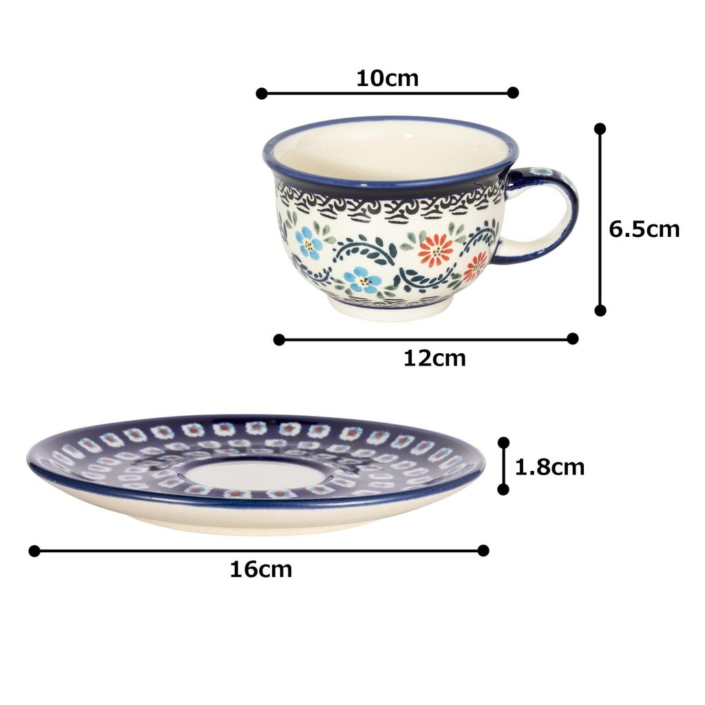 Zaklady Ceramiczne Boleslawiec Ceramic Cup Boleslawiec/Zaklady & Saucer-1145 (Polish Pottery)