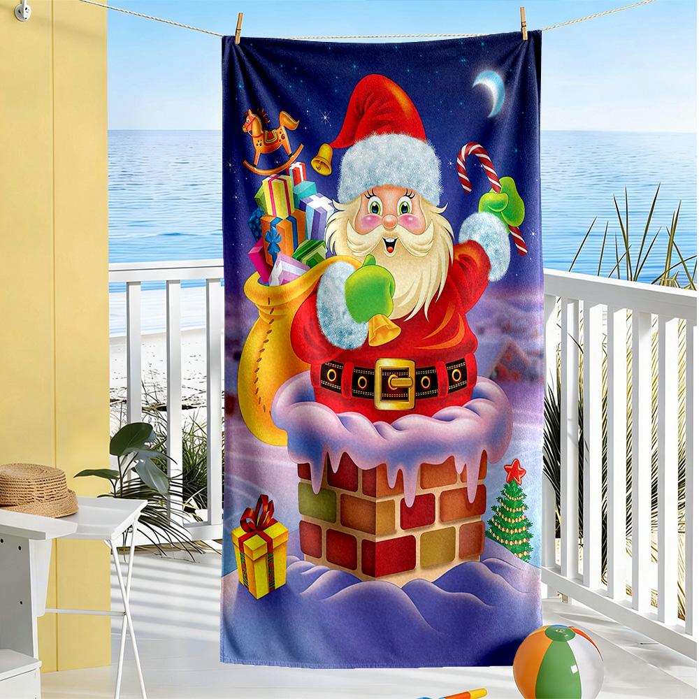 Christmas Beach Towel Quick-Dry Soft Microfiber Comfortable Lightweight Perfect for Traveling Yoga Camping and Swimming