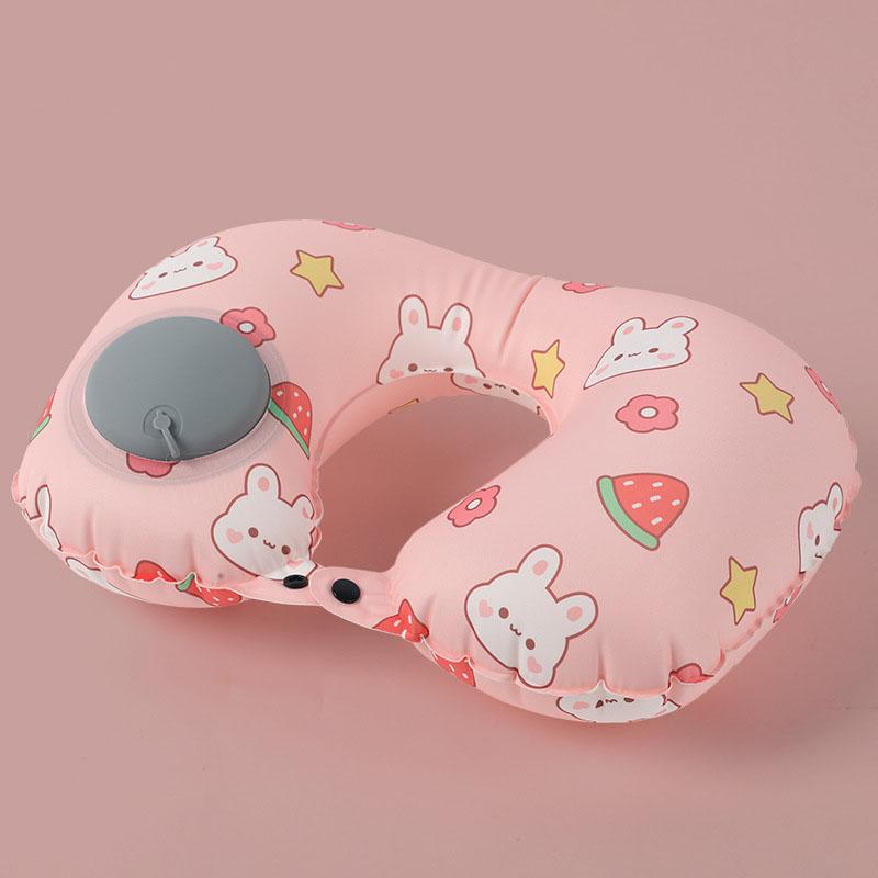 U-Shaped Portable Press Outdoor Pillow Car Seat Cushion Automatic Inflatable
