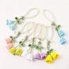 Korean Style Cute Yarn Crochet Girl Keychain with Pearl Chain and Decorative Bag Buckle