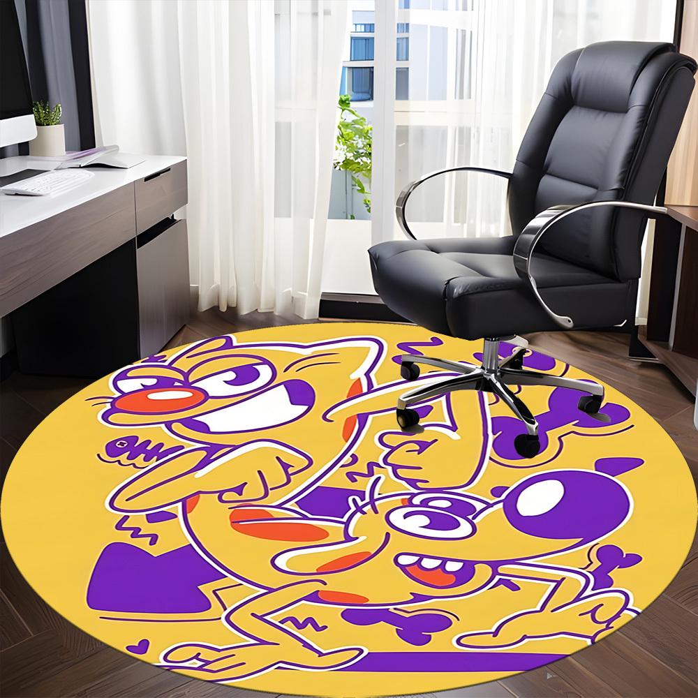 1pc CatDog Office Round Area Rug, Under Office Chairs Bedroom Living Room Home Decor, Room Deco