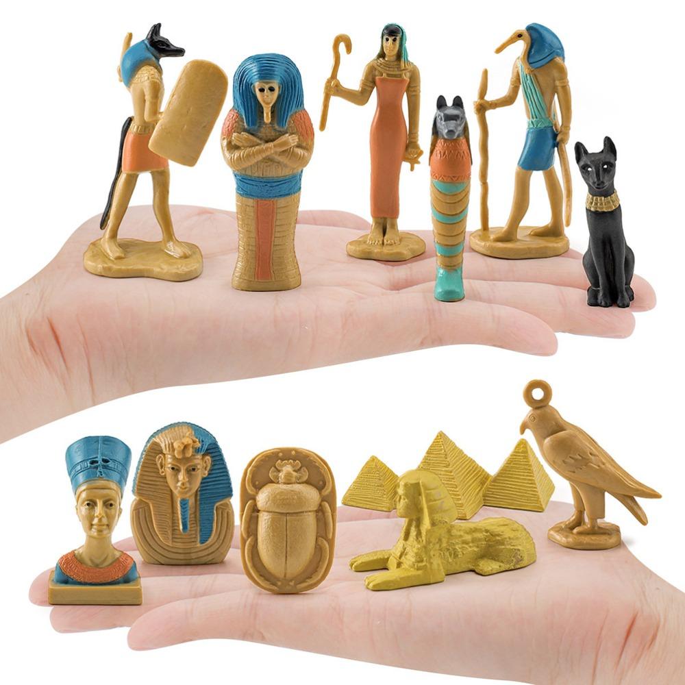 PVC Material Ancient Egypt Statues 12 Pieces Set Miniature Figurines Set Home Decoration