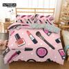 Fashion Sleep Bedding Collection Makeup Cosmetic Theme Bedspread Cover Polyester Perfume Lipstick Nail Polish Brush Print Pattern Quilt Cover King