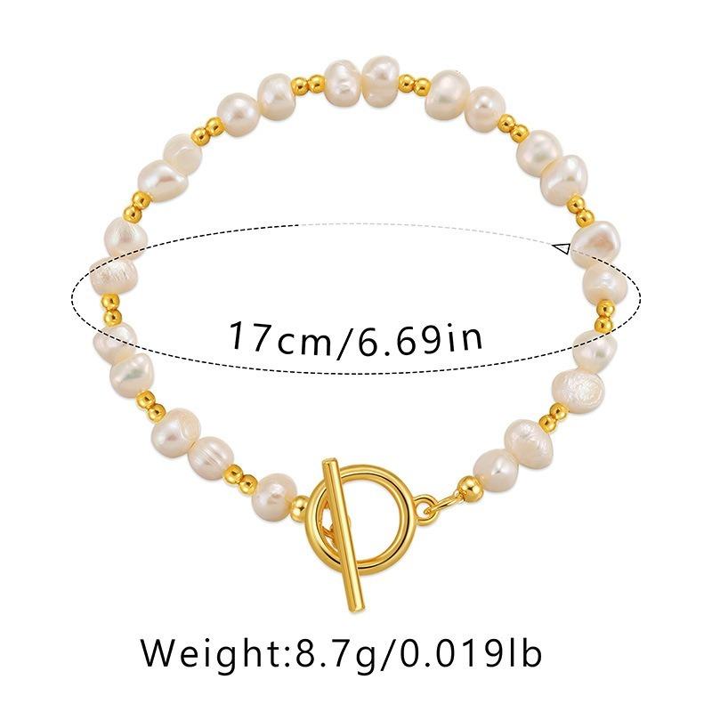Irregular Natural Pearl Handmade Bracelet Gold Plated Ot Clasp Elegant Sweet Women Jewelry