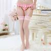 Erotic Open Crotch Pearl Massage Suspenders Stockings Women Floral Lace Sexy Lingerie Pantyhose Transparent Thigh Tights S114