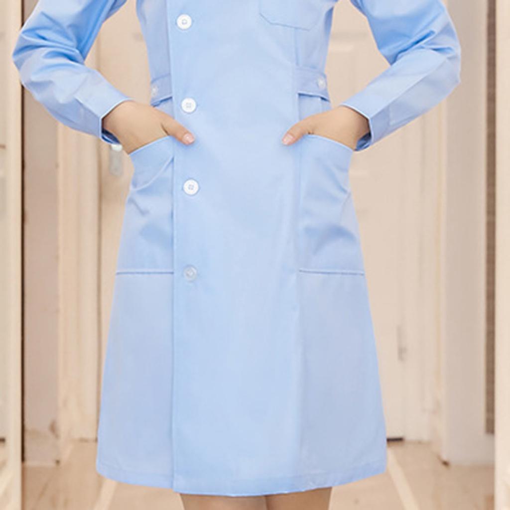 Women's Fashion Bias Lapel Standing Neck Long Sleeve Solid Color  Uniform Dresses