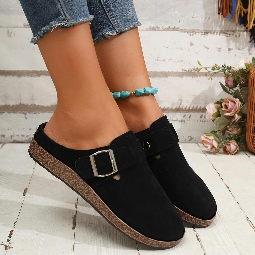 Large size one-pedal Boken slippers women's 2024 autumn and winter new large size bag head half slippers fashion