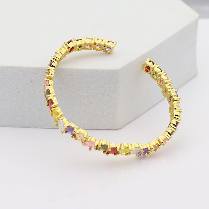 Rainbow CZ Women Bangle Fashion Micro Pave Colorful Crystal Nice Top Quality Trendy Jewelry