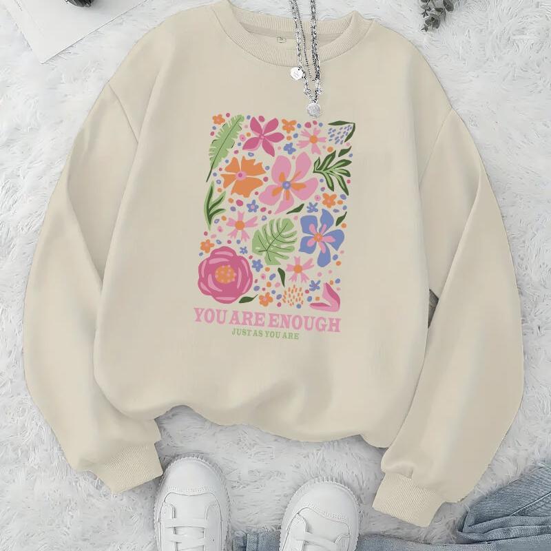 

Стильное женское худи с круглым вырезом и принтом, уникальный дизайн принта и удобство, для подростков и взрослых XXL бежевый