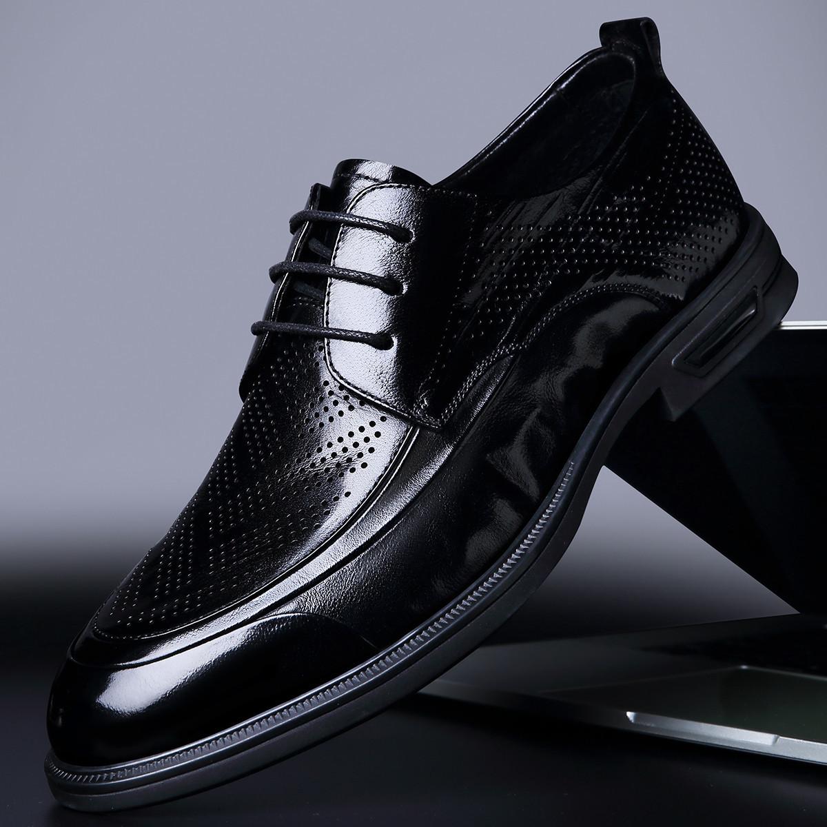 

2025 summer hollow leather shoes high-end leather men s shoes first layer cowhide business casual leather shoes trend versatile 44