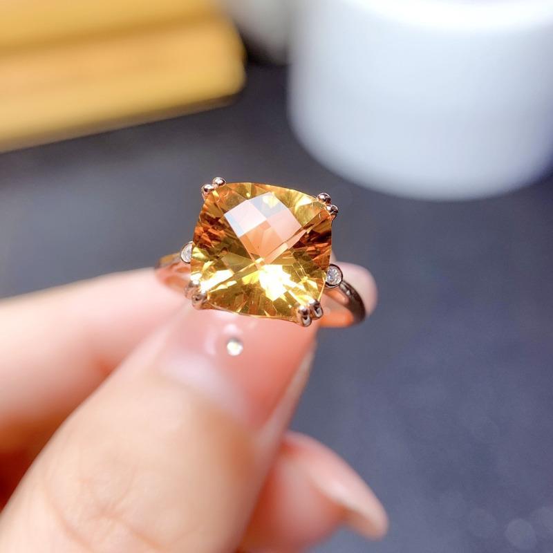 BELLA BOX Morgan Stone Champagne Diamond Ring With 5-carat Princess Square Diamond Opening Colorful Treasure Diamond Ring