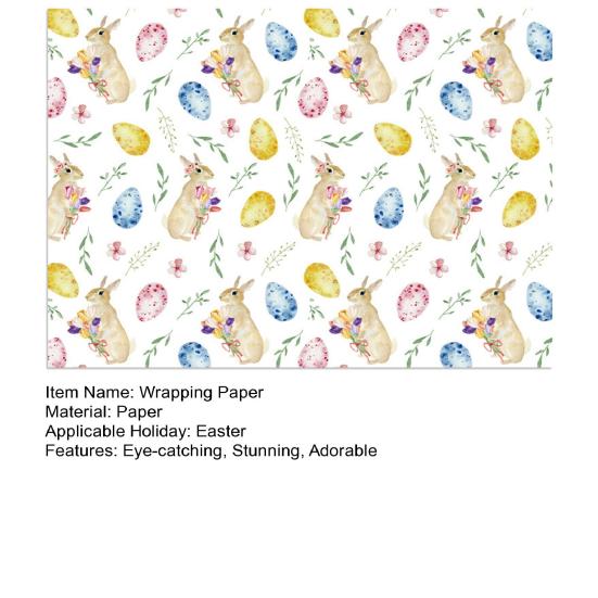 Geschenkpapier mit Hasenmotiv, 50 x 70 cm (19,7 x 27,6 Zoll), Ostergeschenkpapier mit niedlichem Hasenmotiv, flach gefaltet, ideal für Ostern, Frühlingsgeburtstage, Partys, Bastelarbeiten und Dekorationen.