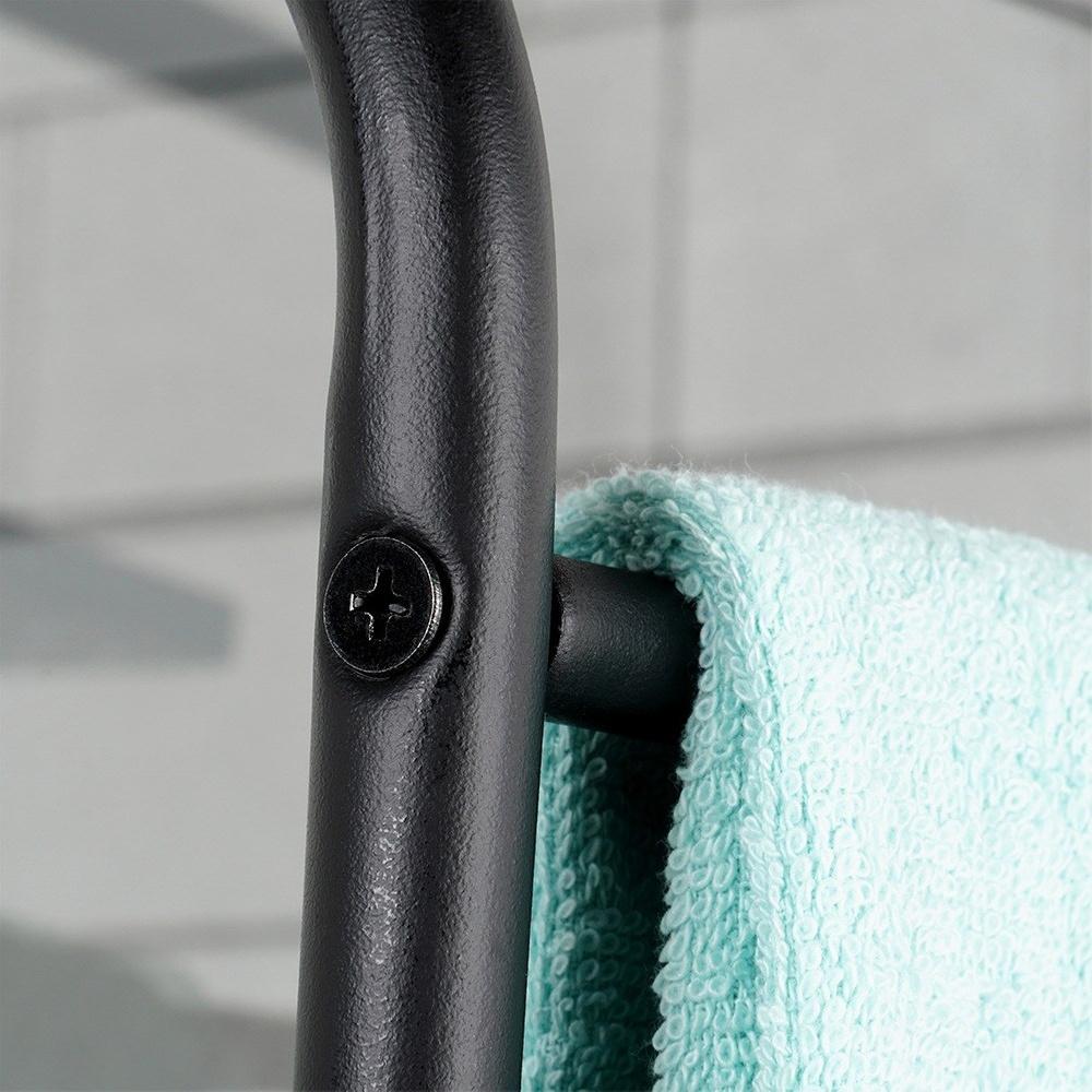 Black metal towel rack