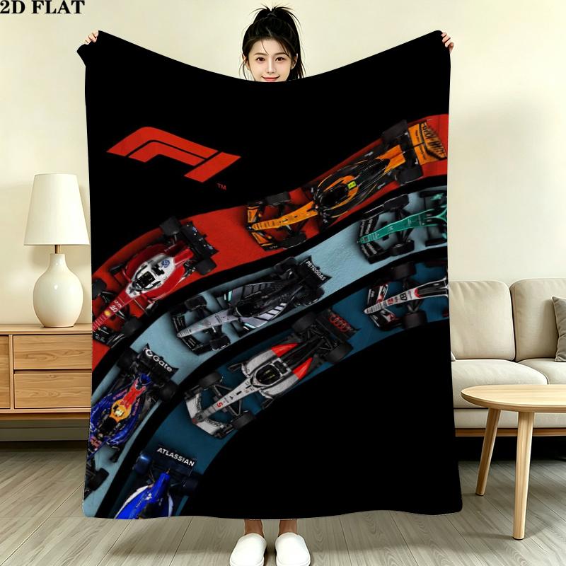 F1-Autos Motiv Flanelldecke, Hohe Qualität, Bequem für alle Jahreszeiten, Heimdekoration, Wärme und Komfort, Perfekt für Weihnachtsgeschenke