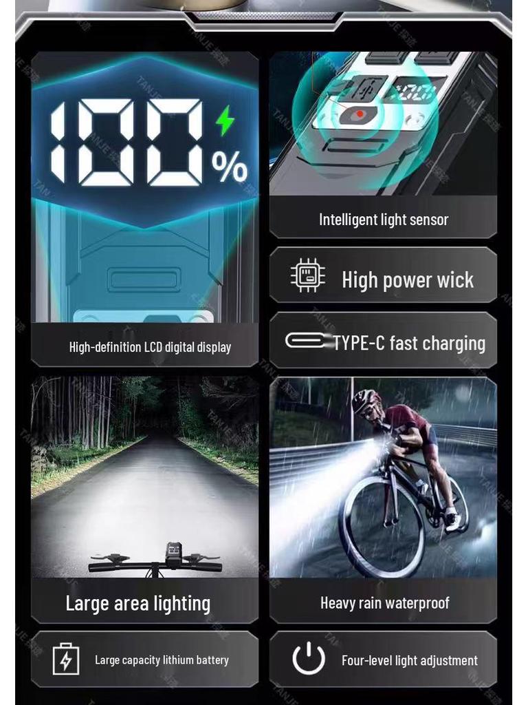 High Power Rechargeable Bicycle Front Light - Quick Release for Night Riding.