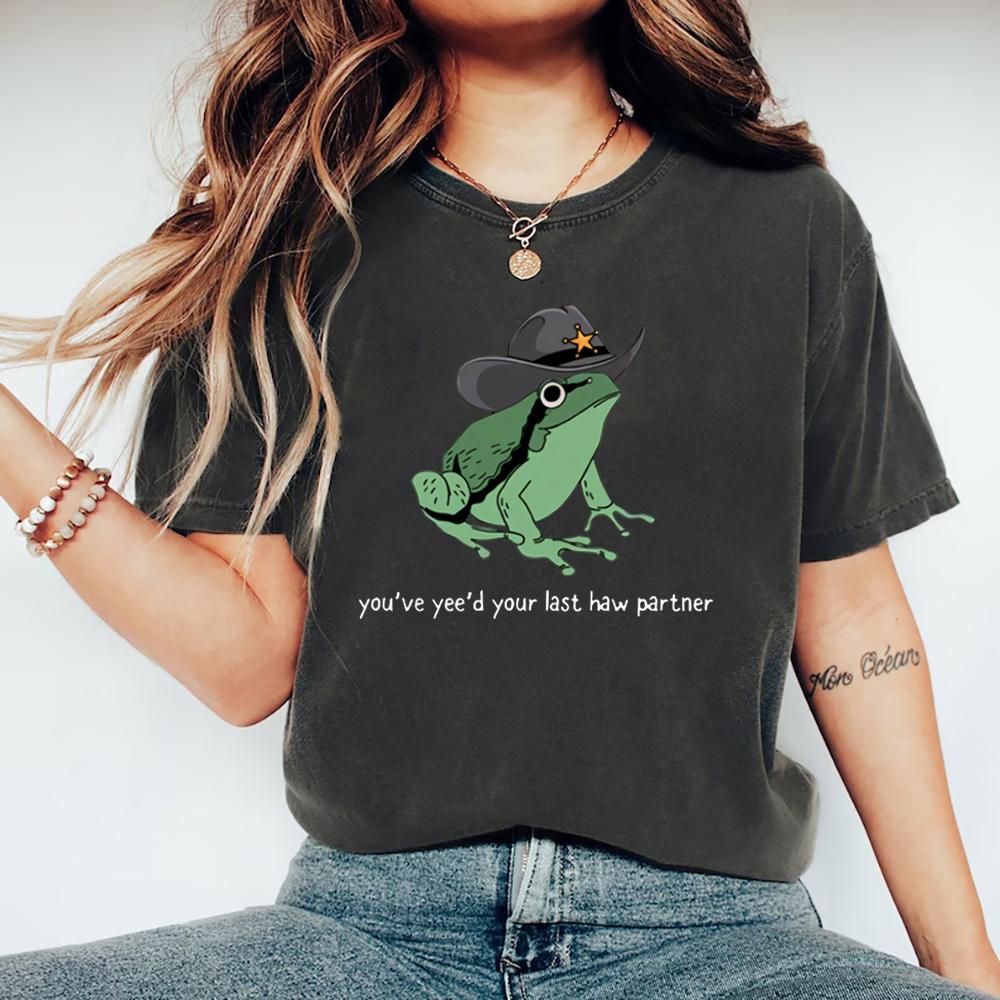 You Just Yee'd Your Last Haw T Shirt Cowboy Frog Meme T-shirt Unisex Graphic T Shirts Short Sleeve Streetwear Aesthetic Clothes