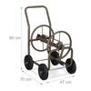 Relaxdays Extra-large Hose Reel Cart, Metal Mobile Drum, for 60 M Hose, 90° Winding, with Wheels, Brown