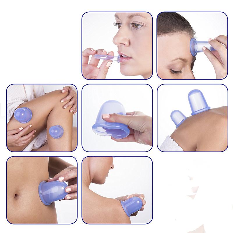 7PCS/Set  Silicone Massage Jars Suction Cup Plastic Dampness Expelling Body Release Pain Vacuum Cans Banks