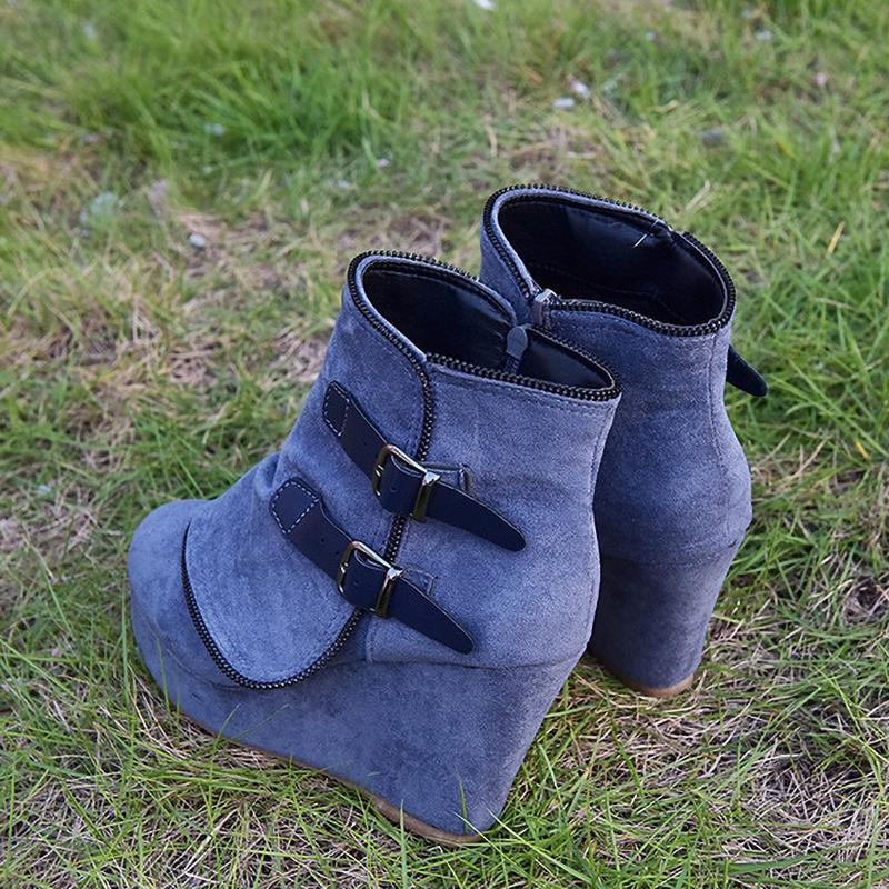 Dámské boty na vysokém podpatku Kotníkové klínky Dámské boty Falešný zip Spona