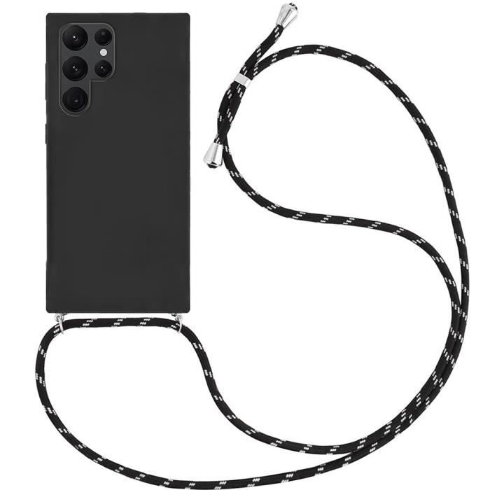 Coque de protection - BOOLING - Samsung Galaxy S23 Ultra - TPU AntiChoc - Cordon inclus - Noir