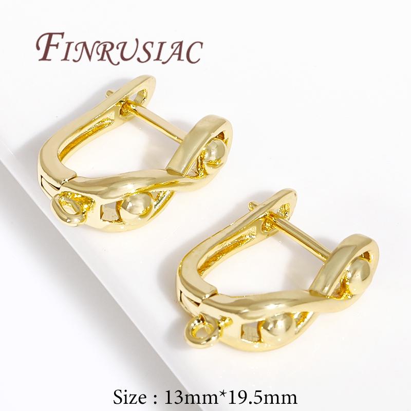 DIY Earring Making Supplies 18K Gold Plated Brass with Zircon Earwires Earrings Hook Clasps Findings,Earrings Fasteners