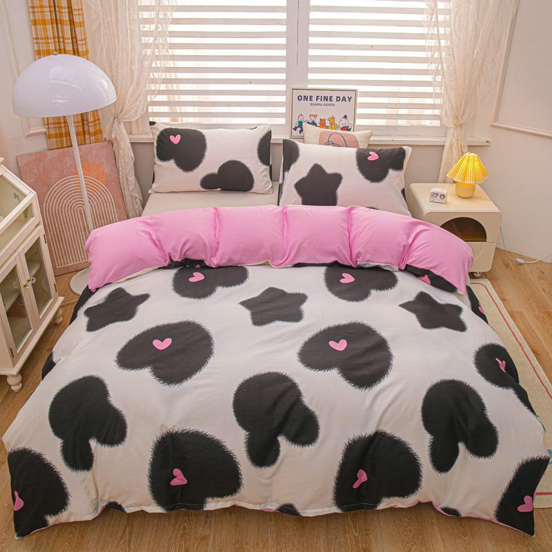 Cartoon Animal Rabbit Bear Duvet Cover Girls Strawberry Floral Bedding Set Reversible Kawaii Comforter Cover With 2 Pillowcase