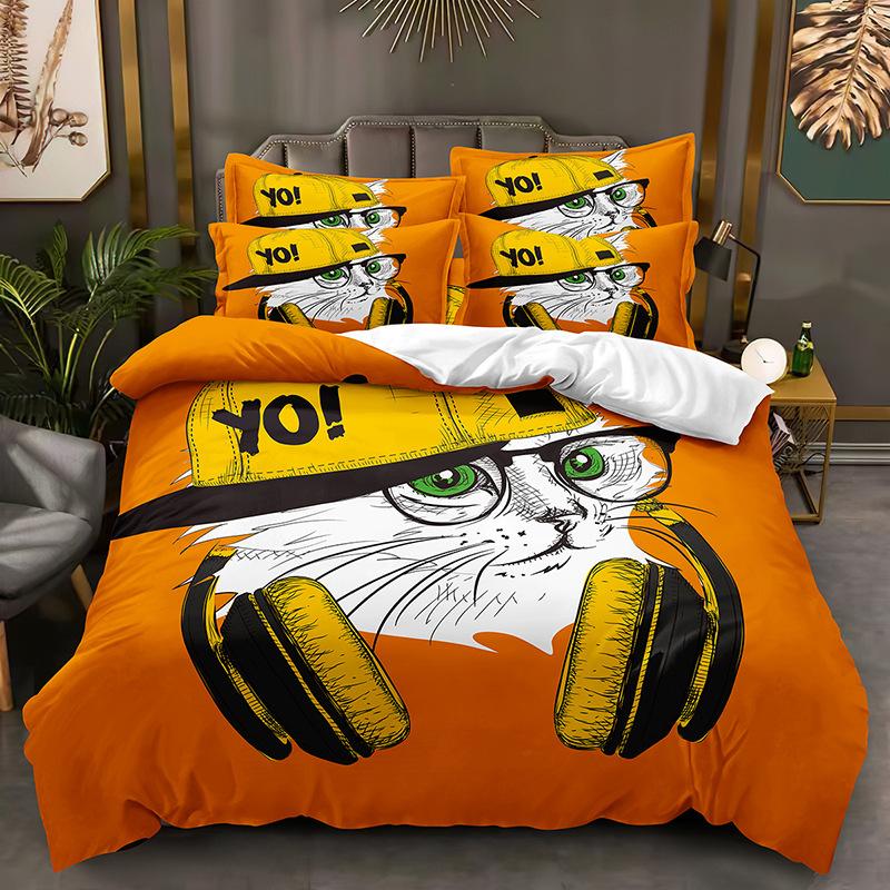 

Cute Lovely Cartoon Animal Cat 3D Print Panda Bedding Set Soft Duvet Cover King Queen Twin Size Birthday Gift Boy Kid Room Decor EU Single 135x200cm