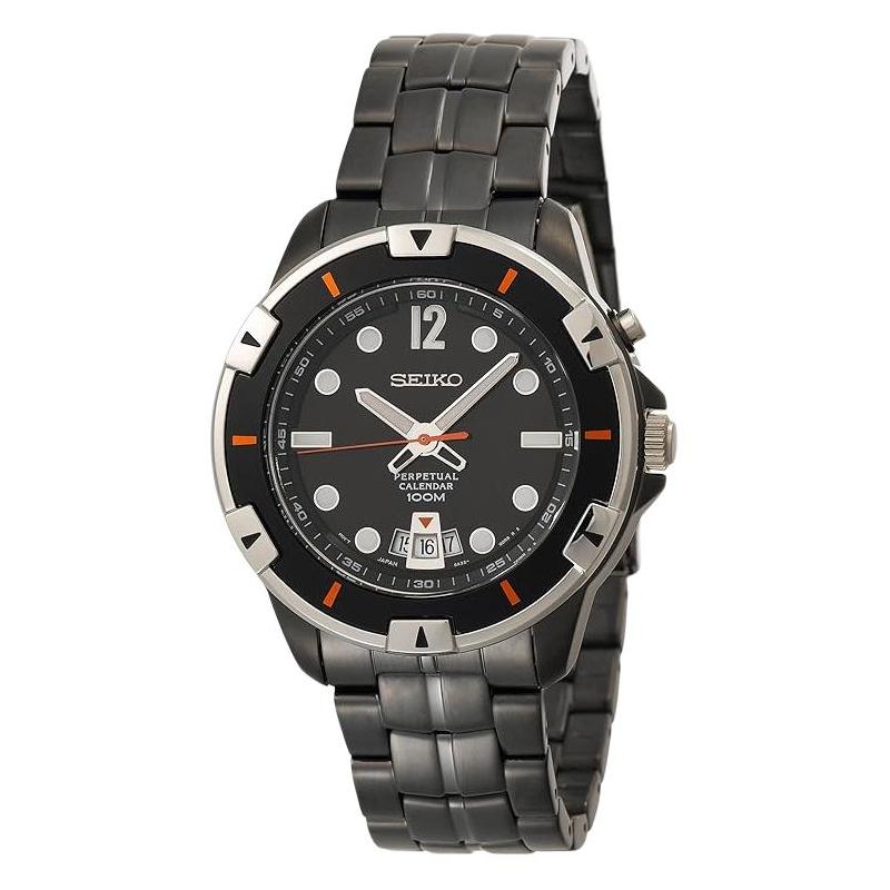 

SEIKO 100 meters waterproof fashion Quartz Steel Strap 43mm men s watch black dial SNQ095