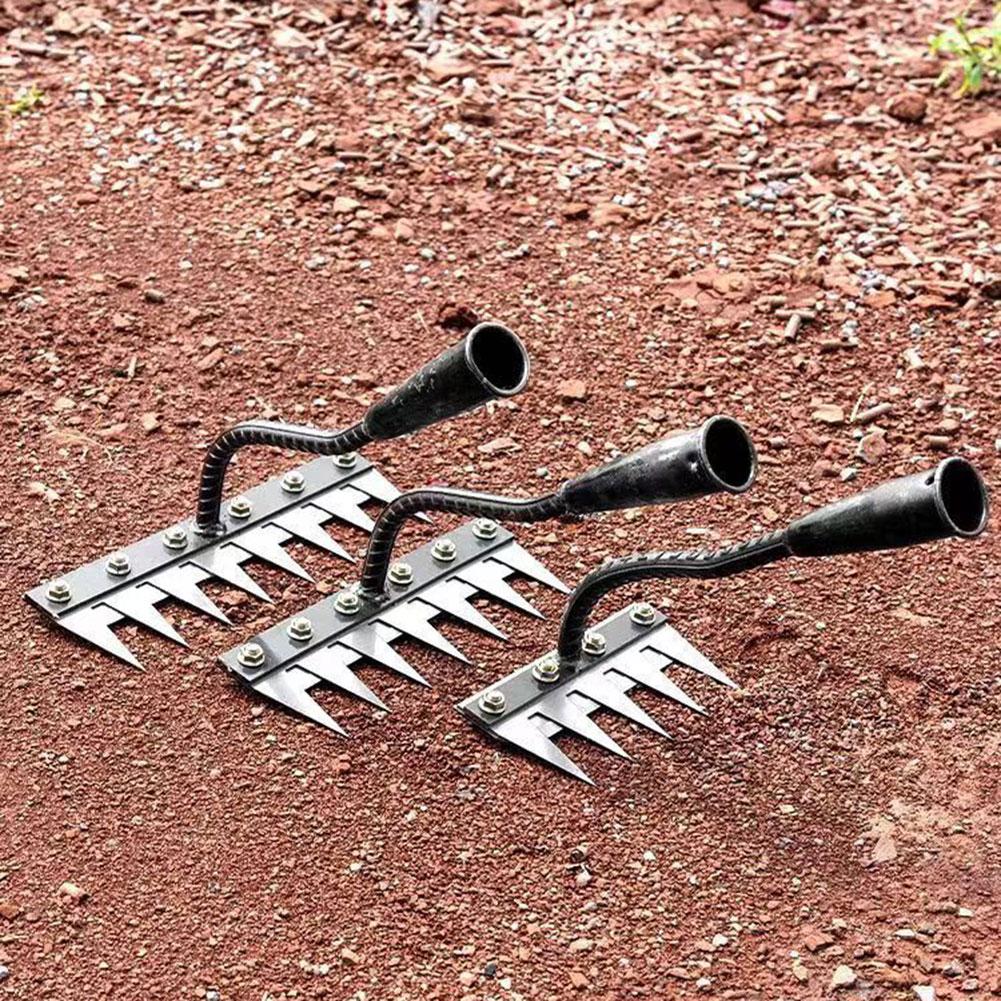 

Garden Hand Rake Multifunctional Leveling Loosening-Soil Rake For Flower Beds Vegetable Gardens Five Teeth Set