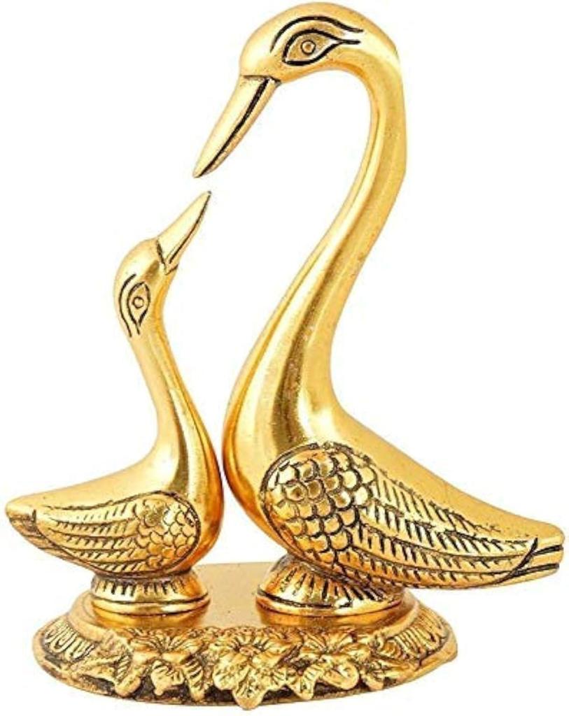 Pair of Kissing Duck Decorative Showpiece Metal Swan Set Statue for Home Table Office Desk Decoration-Gift for Him Her Couple