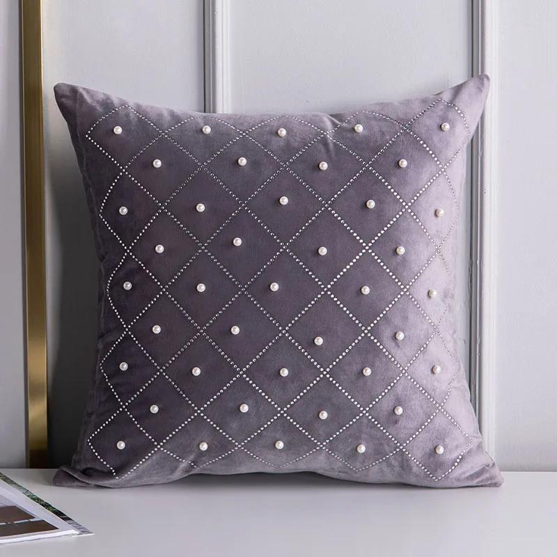 

Однотонный бархатный легкий роскошный жемчужный чехол для подушки Простая модная вышивка Подушка для дивана, автомобиля Подушка для офисного кресла Напольная подушка coat