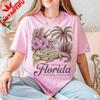 Welcome To Florida Shirt Land Of Flowers TShirt Alligator Palm Tree Printed Tshirt Sunshine State Casual Unisex Cotton Outfit