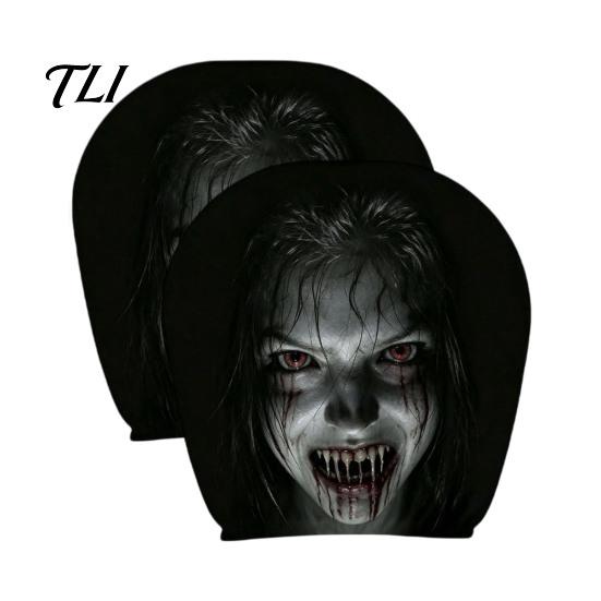 Fashionable Car Interior Decor 2Pcs Halloween Headrest Covers, Creepy Ghost Face Seat Durable Protector Protector, Breathable Auto for SUV Truck