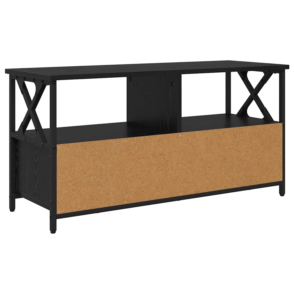 TV Stand with Drawers Black Oak Effect 90 x 33 x 45 cm