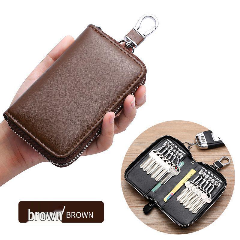 Men's and Women's Large Capacity Zipper Car Key Bag - Convenient Waist-Mounted Key Holder