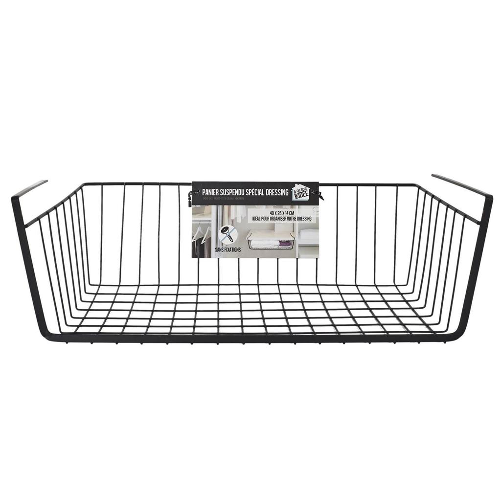 Suspended Shelf Basket M Black Metal 40X26 Cm