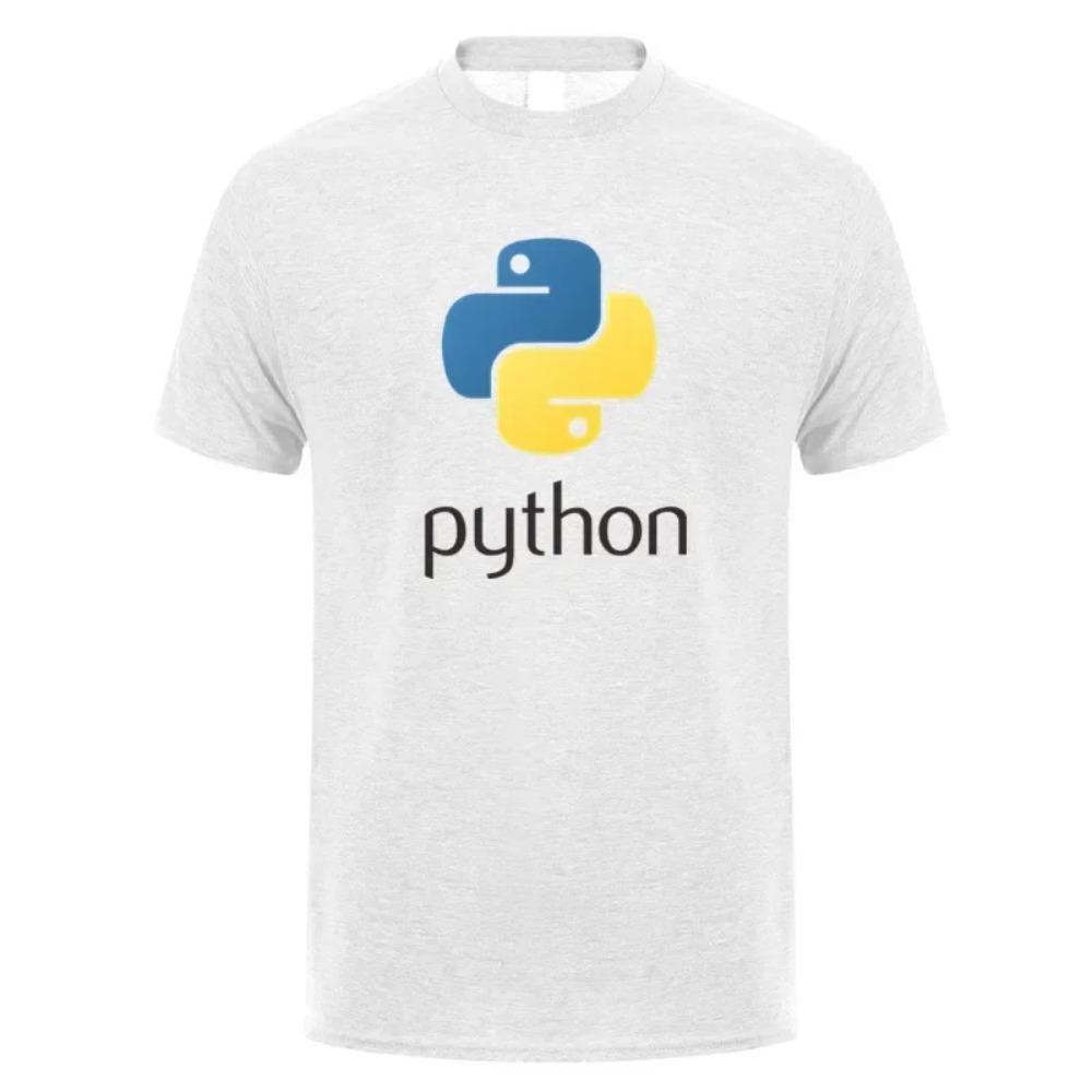 

Мужская футболка Python 2025 года с языком компьютерного программирования, летние футболки с коротким рукавом, футболки для программистов с кодом XXXXXL белый