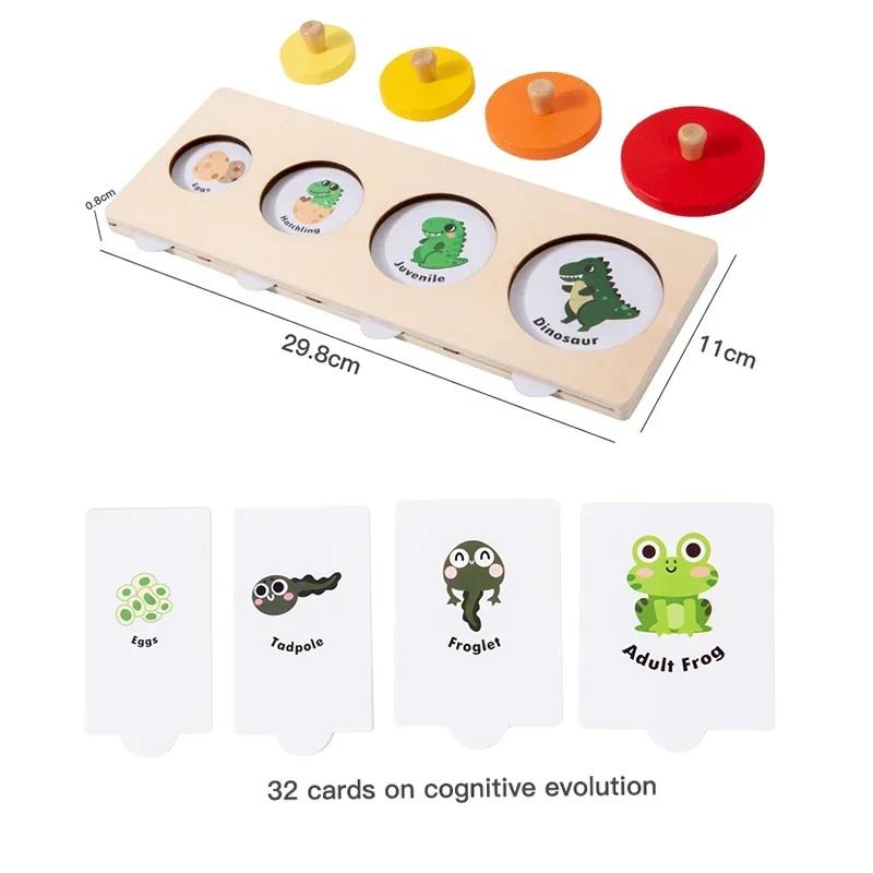 Learning Puzzle Game for Kids Montessori Learning Educational Children Toys Playsets Wooden Sorting Matching Board Growth Process Cognize Preschool