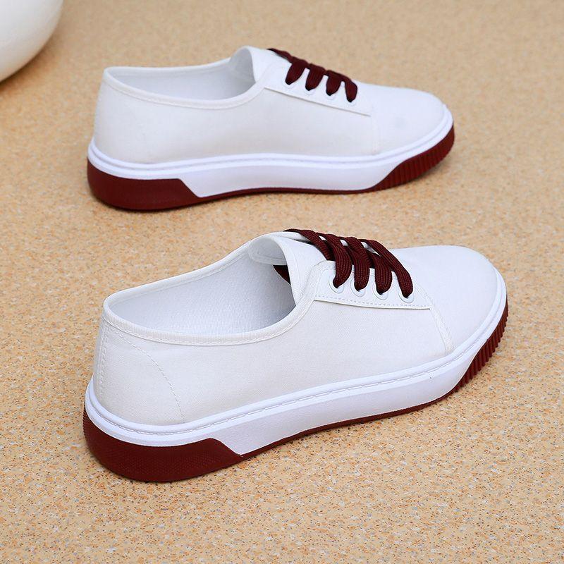 

Модные парусиновые туфли для женщин, летние универсальные повседневные туфли на плоской подошве для женщин, белые туфли для женщин 42