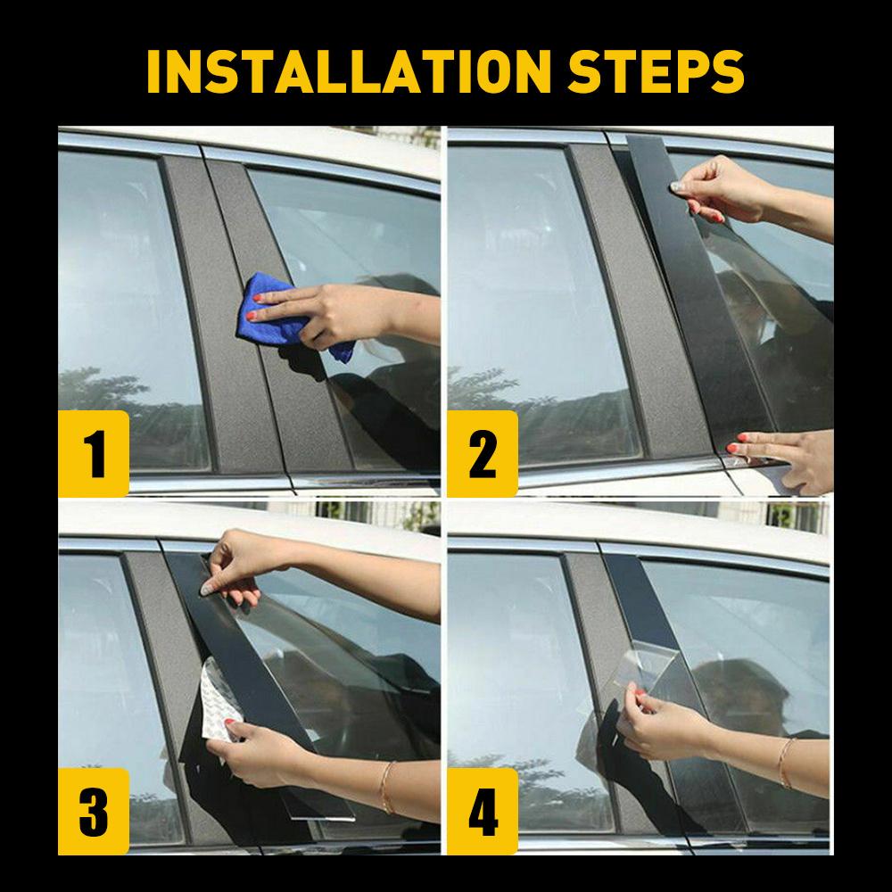 

New 6PCS Gloss Black Door Window Pillar Post Cover Trim For Toyota Camry 2012-2017