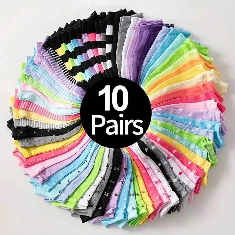 10 Pairs Unisex Ankle Socks, Soft Breathable Low Cut Casual Socks Random Colors 10 pcs разноцветный