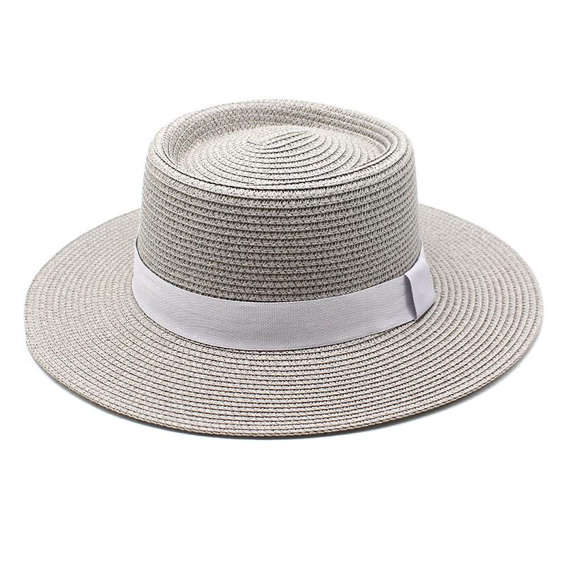 20 Color Summer Beach Sun Hats For Women Man Foldable Round Flat Top Big Brim Straw Hat Solid Color Outdoor Holiday Visor Caps