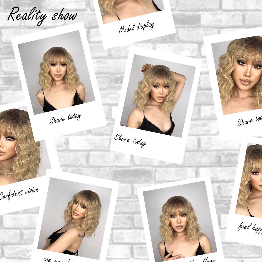 LISI HAIR Peruca longa bob sintética para mulheres, uso diário, preto e marrom, ondulado longo, com franja, fibra resistente ao calor, cabelo cosplay