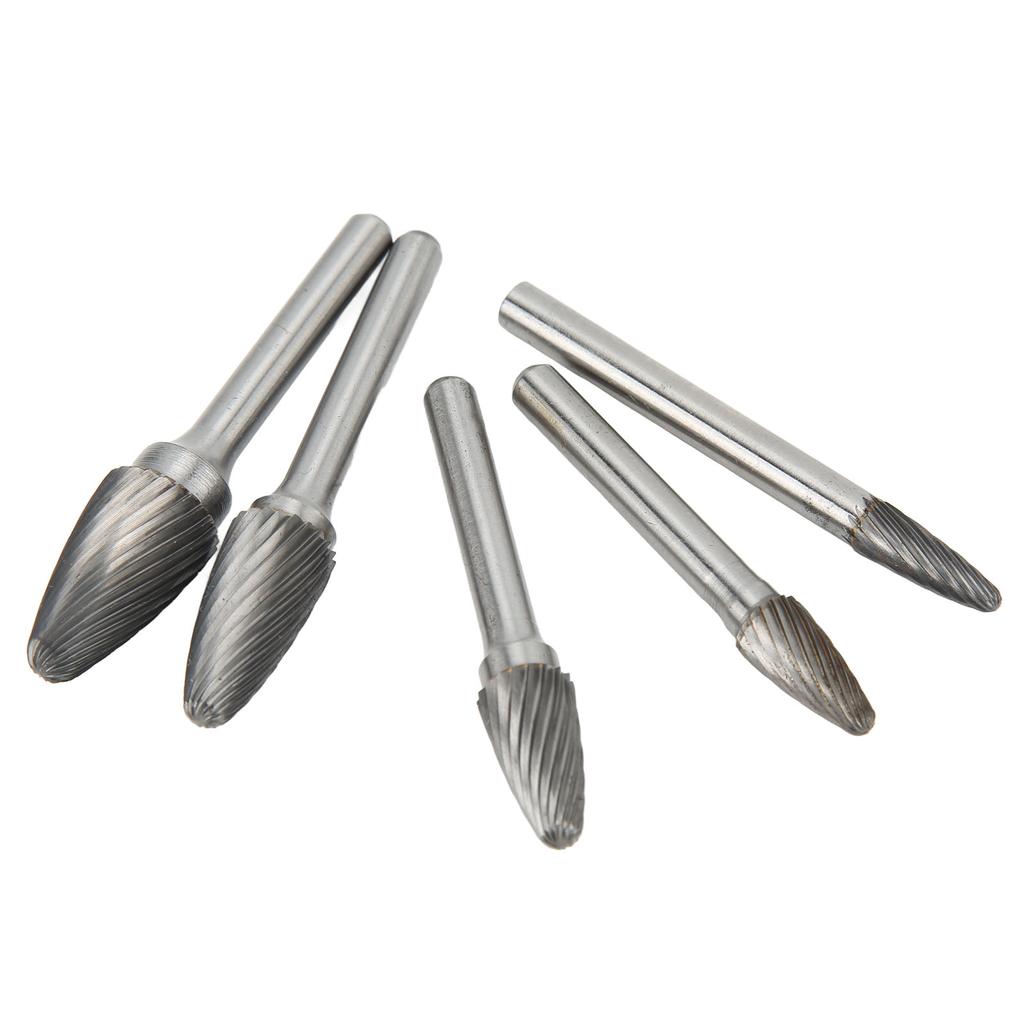 5 Stück Hartmetallfräser Einfachverzahnt Rotationsfeile mit 6mm 0.24in Schaft zum Gravieren Polieren Bohren
